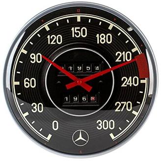 Nostalgic-Art 51091 Retro Wanduhr Mercedes-Benz – Tacho – Geschenk-Idee für Auto Accessoires Fans, Große Küchenuhr, Vintage-Design zur Dekoration, 31 cm