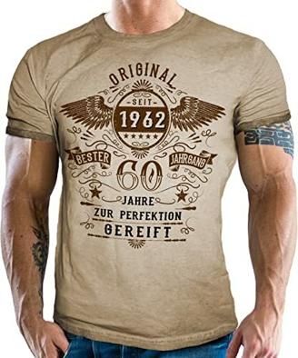 T-Shirt im Washed Vintage Retro Look als Geschenk für Männer zum 60. Geburtstag - Wing original 1963