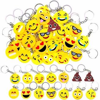 34 Stück Mini Emoji Schlüsselanhänger,Emoji Anhänger,Emoji Schlüsselanhänger,Gesicht Emojicon Deko Kette,Party Geburtstag Geschenk für Kinder Anhänger Dekorationen Zubehör für Taschen und Rucksäcke