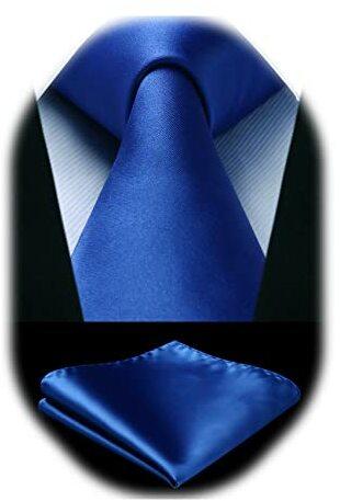 HISDERN Krawatte KöNigsblau Business Krawatte mit Einstecktuch Hochzeit Party Krawatten Set für Männer Geschenke zum Valentinstag Herren krawatte taschentuch