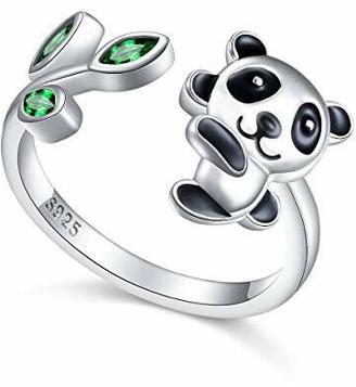 925 Sterling Silber Ringe Tierschmuck Hypoallergene Verstellbare Offene Panda Ring für Damen Frauen Mädchen Geburtstagsgeschenk Weihnachtsgeschenke (Panda)