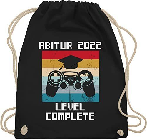 Shirtracer Abitur Abi & Abschluss 2022 Geschenke - Abitur 2022 Level Complete Vintage - Unisize - Schwarz - abi bestanden - WM110 - Turnbeutel und Stoffbeutel aus Baumwolle