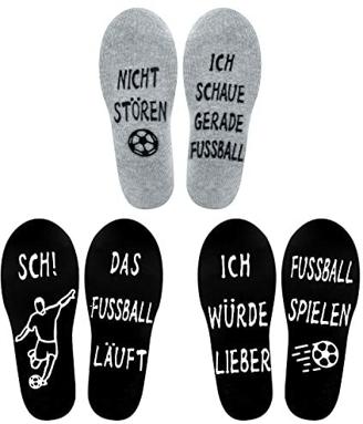 Belloxis Fußball Geschenke für Manner, 3 Paare Fussball Socken Lustige Socken Herren Wenn Du Das Lesen Kannst Socken