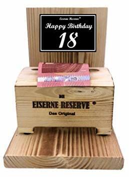 Happy Birthday 18 Geburtstag - Eiserne Reserve ® Geldbox - Geldgeschenk Schatztruhe - Geld verschenken - 18 Geburtstag Geschenk Idee für Männer & Frauen Geschenke zum 18 Geburtstag