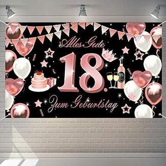 18. Geburtstag mädchen Banner Deko, Rose Gold Banner Alles Gute zum 18.Geburtstag, geschenke zum 18. Geburtstag mädchen, Happy Birthday Hintergrund deko für 18 Tochter（180cm×110cm）.