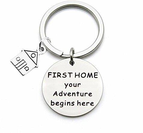 Zuo Bao Sweet Home Schlüsselanhänger "First Home Your Adventure Begins Here", Realtor Schmuck, Geschenk, neues Haus, L, Metall Edelstahl,