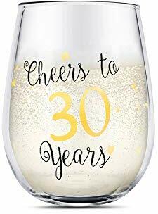 Yalucky Golden Stemless Weingläser, Cheers zu 30th, 40th, 50th Geburtstag Geschenke für Männer Frauen, Party, Hochzeit, Jubiläum, Party Dekorationen (30th)