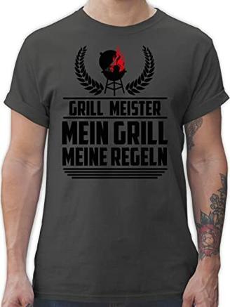 T-Shirt Herren - Grill - Grill Meister - schwarz - L - Dunkelgrau - t-Shirt Grillen - L190