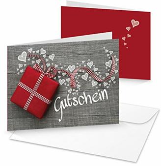 Logbuch-Verlag 10 Gutschein Karten Klappkarten Mit Kuvert - Geschenkgutschein zum Bedrucken & Beschriften A6 quer - Hochzeit Weihnachten