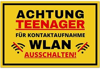 Vorsicht Teenager Schild (30 x 20 cm) - Lustiges Geschenk für Teenager zur Jugendweihe oder zum Geburtstag -Türschild als Teenager Zimmer Deko - Für Jungen und Mädchen