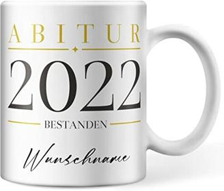 Personalisierbare Tasse Abitur 2022 bestanden Wunschname, Tasse personalisiert mit Namen, Abi 2022 persönliche Geschenke Kaffee-Tasse, Abschluss