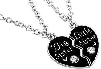 Hanessa Mädchen-Schmuck 2 Schwestern-Halsketten Big & Little Sister Herz-Anhänger Geschenk zu Weihnachten für die Große und Kleine Schwester