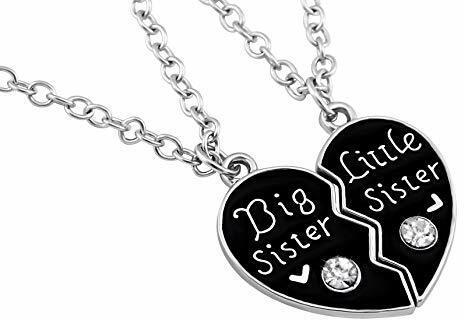Hanessa Mädchen-Schmuck 2 Schwestern-Halsketten Big & Little Sister Herz-Anhänger Geschenk zum Valentinstag für die Große und Kleine Schwester