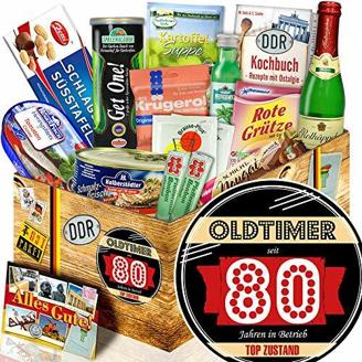 Oldtimer 80 / Geschenke zum Geburtstag Opa / Geschenkpaket DDR Spezialitäten