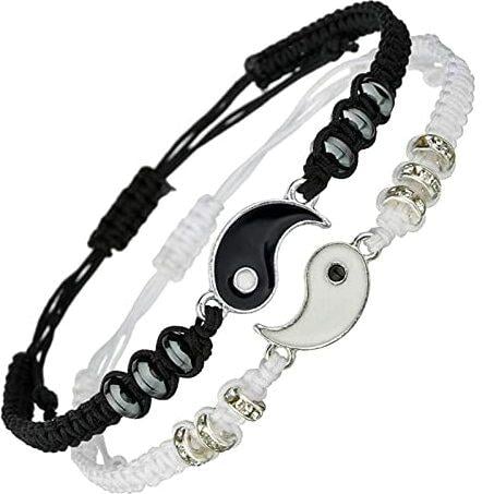 Armband, THETAG 2 Matching Yin Yang Verstellbare Schnur Armband Freundschaft Bangle Pärchen Armband, Personalisierte Armbänder für Paare und Bester Freund
