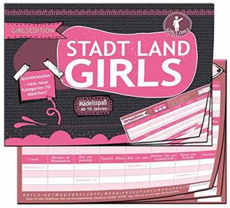 KARTENVERSAND24 Stadt Land Fluss Mädchen Edition Girls Geschenk für Teenager Geschenke Spiel Quiz Mädelsabend Mädels
