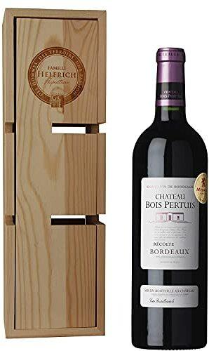 Château Bois Pertuis Wein Geschenk - Holzkiste verwandelbar zu einem Weinregal, Rotwein aus Frankreich, 1 Flasche + Holzkiste (1 x 0.75 l)