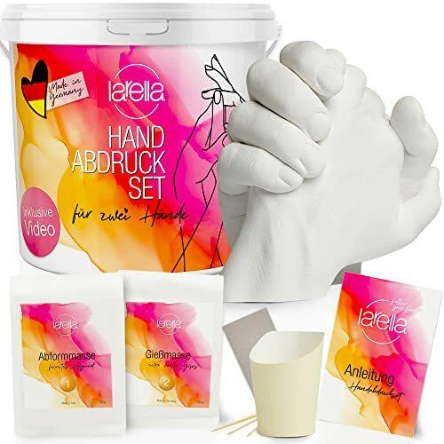 Larella Made in Germany Gipsabdruck Set Hände Paar, Handabdruck Set für Paare - Geschenk für Partner & Pärchen Jahrestag-Geschenk - Alginat Gipsabdruck-Set