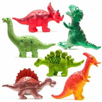 Prextex Badewannen-Spielzeugset mit Dinosaurier-Figuren, Wasserspritzfiguren für Babys und Kleinkinder, Geeignet als Partygeschenk, 6-teiliges Set
