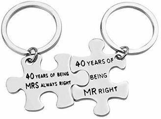 Schlüsselanhänger zum 40-jährigen Hochzeitstag, Geschenk für Paare, Mutter, Vater, Oma, Opa, Jahrestag, Puzzle, Schlüsselanhänger, Geschenk zum Valentinstag, Geburtstag