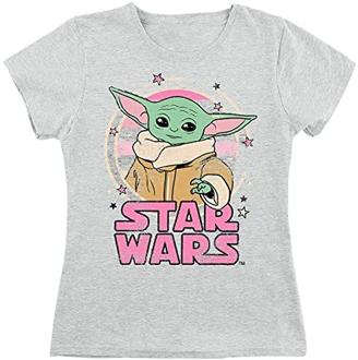 Star Wars Kids - Starry - Grogu Frauen T-Shirt hellgrau meliert 152