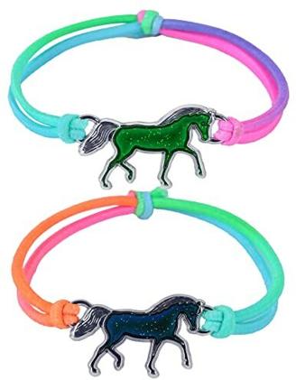 Pferde Armband | 2 Stk Stimmungsarmband für Kinder | Pferdearmband für Mädchen in Regenbogenfarben, Stimmungsarmband wechselt die Farbe als Geschenk für Mädchen