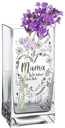 Blumenvase für Mama mit Gravur: Das perfekte Muttertagsgeschenk, Vase als Geschenk für Mama zum Geburtstag, Geburtstagsgeschenk für Mutter, Für die beste Mama der Welt: Wir haben Dich lieb, Deko Vasen