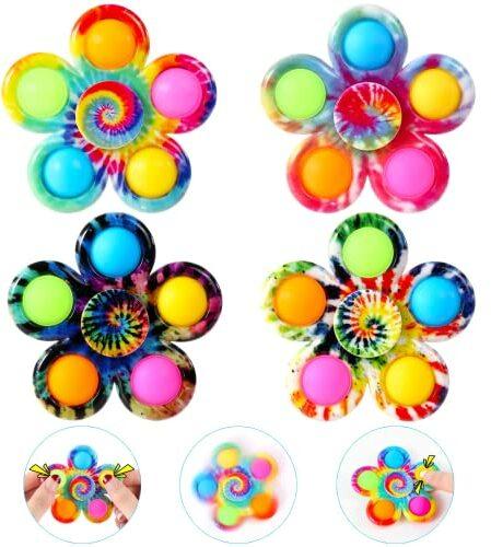 SCIONE 4er Set Pop Fidget Spinner Push Fidget Pop Einfaches Ostern Fidget Toy für Kinder Erwachsene, Pop Partygeschenke Geschenktüte Füller Sensorisches Fidget Set Spielzeug