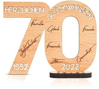 DARO Design - Holz-Schild Gästebuch - Geburtstag Jubiläum - Deko Zahlen 70 Jahre mit Jahreszahlen