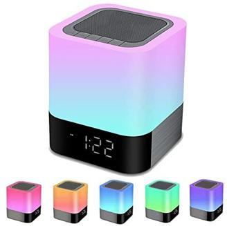 Bluetooth Lautsprecher mit Licht Nachttischlampe Touch Dimmbar Wecker RGB Farbwechsel LED Tragbarer Bluetooth Lautsprecher Tischlampe Geschenke für Mädchen Kinder Teenager