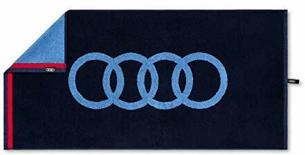 Audi 3132100300 Handtuch 50x100cm Badetuch Strandtuch Ringe Logo , Baumwolle , blau