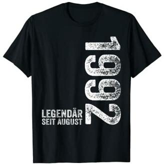 30. Geburtstag Mann 30 Jahre Legendär seit August 1992 T-Shirt