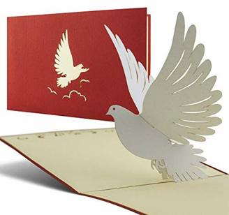 Karte zur Taufe, Konfirmation, Kommunion, Glückwunsch zur Taufe, Taufkarte für Junge oder Mädchen mit Taube 3D Pop Up Karte C04