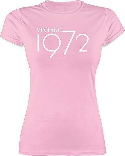 50. Geburtstag - Vintage 1972 weiß - XXL - Rosa - Shirt zum 50 Geburtstag Damen 1972 rosa - L191 - Tailliertes Tshirt für Damen und Frauen T-Shirt