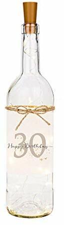 Manufaktur Liebevoll Flaschenlicht Happy Birthday 30 - Persönliches Geschenk zum Geburtstag - Flasche mit stimmungsvoller LED Beleuchtung  