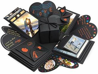 Überraschung Box, Komake Explosion Box, DIY Geschenk Scrapbook und Foto-Album für Weihnachten/Valentine/Jahrestag/Geburtstag/Hochzeit (Schwarz)