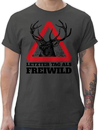 T-Shirt Herren - JGA Junggesellenabschied Männer - Letzter Tag als Freiwild - M - Dunkelgrau - Team braeutigam Mann t Shirt polter Tshirt Junggesellenabschieds leiberl Shir - L190