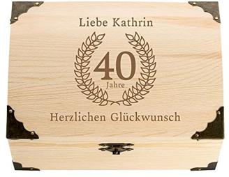 Schatztruhe zum 40. Geburtstag mit Gravur - personalisiertes Geldgeschenk mit Namen & Alter - Erinnerungsbox - Geschenkidee für runde Geburtstage