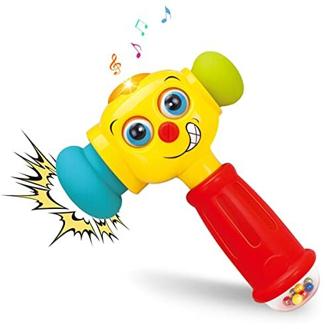 HOLA Musik Hammerspiel Baby Spielzeug ab 1 Jahr mit Rassel, Greifling Klopf Shake Baby Motorikspielzeug mit Licht & Klang, Lernspiele Geburtstag Geschenk Kinderspielzeug ab 1 Jahr Junge Mädchen