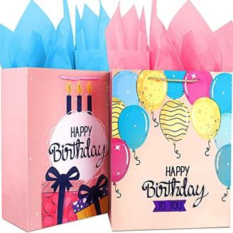 Geschenktüten Groß,Geschenktasche Geburtstag zum Frauen Mädchen Kinder,Papiertüten Set mit Seidenpapier,Geschenktüten mit Henkel,Geschenkverpackung zum Geburtstag,Geburtstagstüte Geschenktaschen