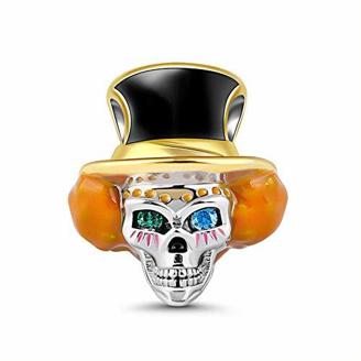 GNOCE Schädel mit Magischem Hut Charm Perle S925 Sterling Silber 