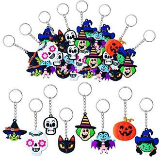 MEIYIFAN 32 Stück Mini Schlüsselanhänger,Halloween-Schlüsselanhänger,Schlüsselanhänger für Kinder, Cartoon Schlüsselanhänger für Halloween Geschenke Halloween Party Gefallen