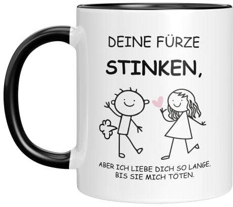 TASSENTICKER Tasse Mit Spruch Deine Fürze Stinken - Bestes Kaffeetassen Für Ihn - lustige geschenke für männer - Furzen Büro Becher Geschenk - Spülmaschinenfeste Kaffeebecher - Weiß / Schwarz