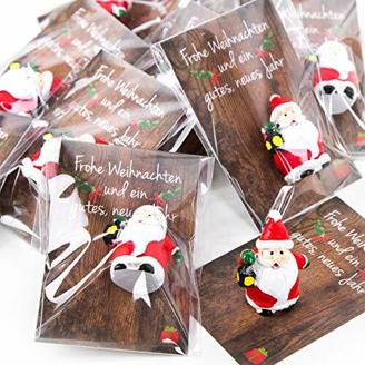 Logbuch-Verlag 20 Mini Geschenke zu Weihnachten - kleine Weihnachtsmann Figur mit Karte - Santa Nikolaus Miniatur als Präsent Kunden Mitarbeiter Freunde