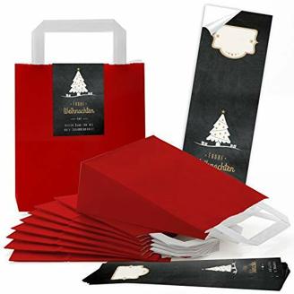 Logbuch-Verlag 100 rote Weihnachtstüten FROHE WEIHNACHTEN - DANKE Kunden Mitarbeiter Geschenk Verpackung 18 x 8 x 22 cm