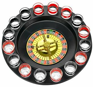 WANTED Schnapsglas Roulette Komplettset Trinkspiele, Kunststoff, rot/schwarz, 16PCS Set