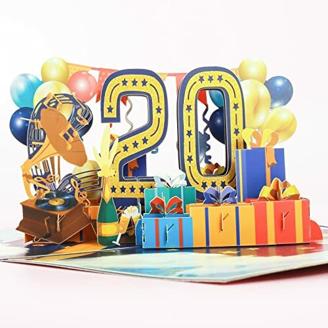 Menwings Geburtstagskarte zum 20. PopUp Karte 3D Geburtstag, Geburtstagskarten für Mädchen und Jungen, Happy Birthday, Hochwertige Geburtstags karte inkl Umschlag