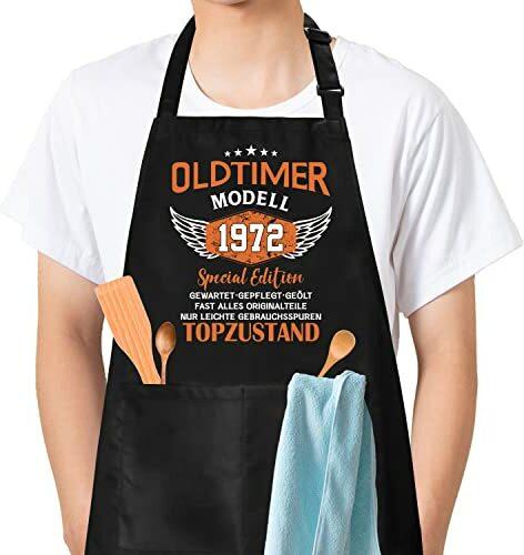 Merclix 50 Geburtstag Mann Geschenkideen Grillschürze 50. Geburtstag Mann Geschenk Männer Geschenke Zum Geburtstag 50 Geschenke zum 50 Geburtstag Mann 1973, Schwarz-50 geburtstag, Einheitsgröße