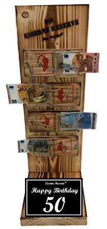 Geschenk 50 Geburtstag Eiserne Reserve Mausefalle Geldgeschenk Die lustige Geschenkidee Geld verschenken Text s/w Happy Birthday 50 Geburtstag