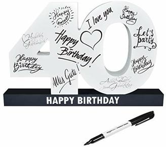CREOFANT ® XL Gästebuch 40. Geburtstag · Gästebuch Happy Birthday · 37 x 24 x 4 cm · 40. Geburtstagsgeschenk · Geschenkidee 40 Geburtstag